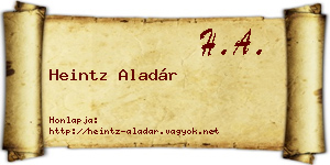 Heintz Aladár névjegykártya